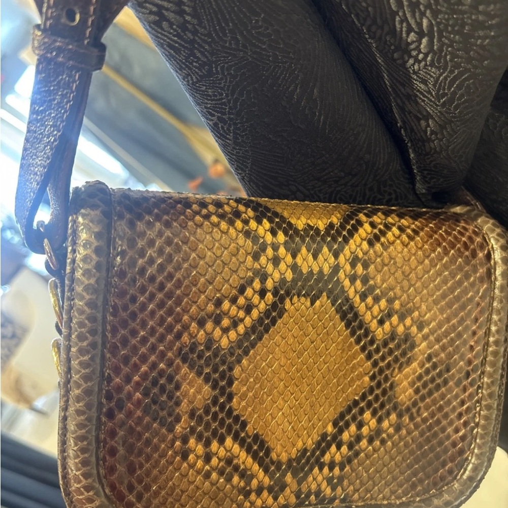 Claris Virot Manon Tigers Eye Python Mini Crossbody Bag - Picture 4 of 4